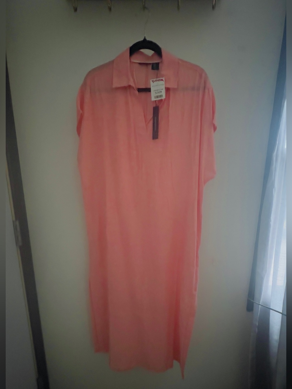 Tahari Coral Pink Sheer Swim Cover-Up